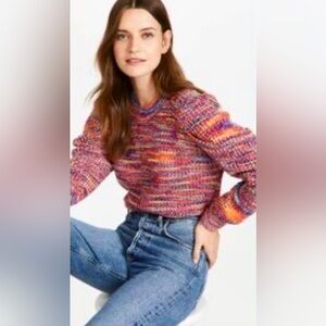 JCREW FACTORY Space Dyed Puff Sleeve Sweater Size Medium